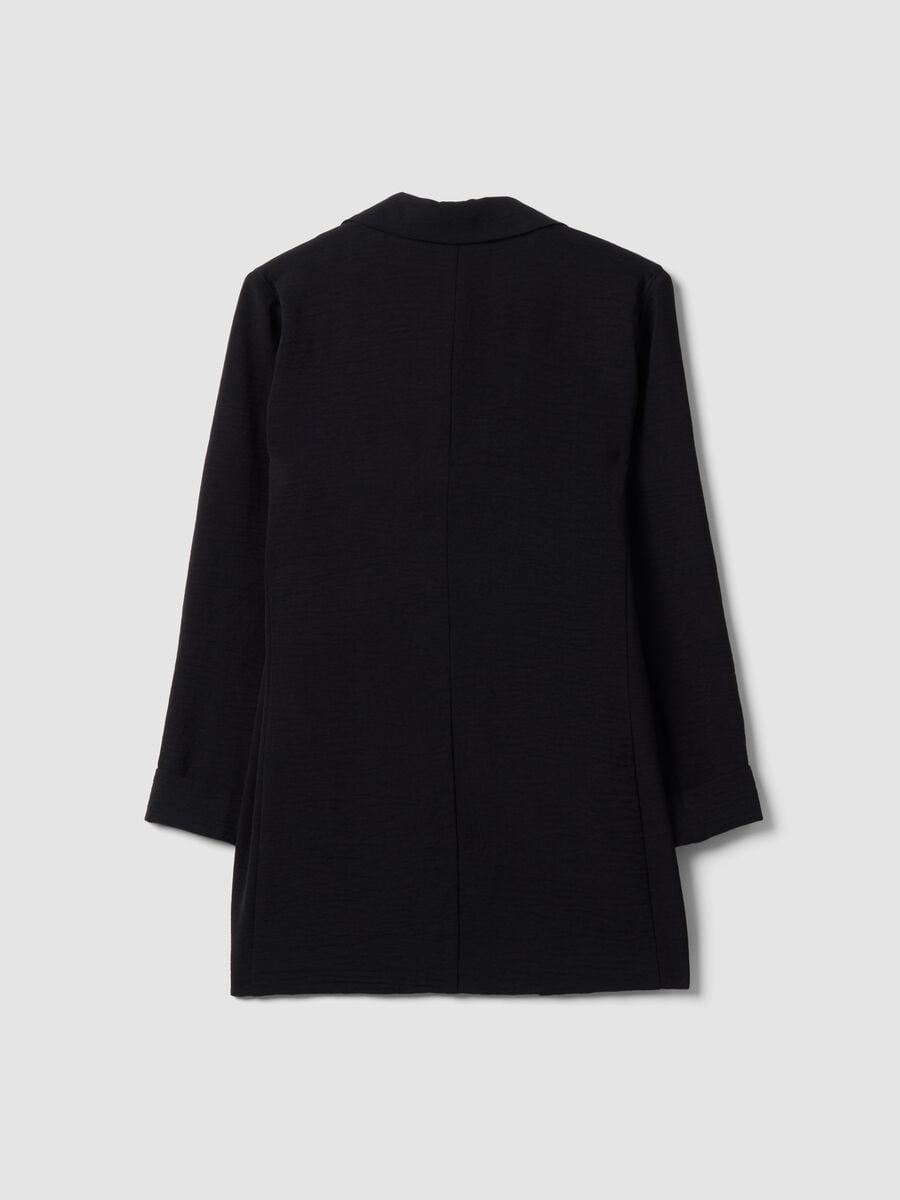 Black regular-fit blazer with classic lapels_5