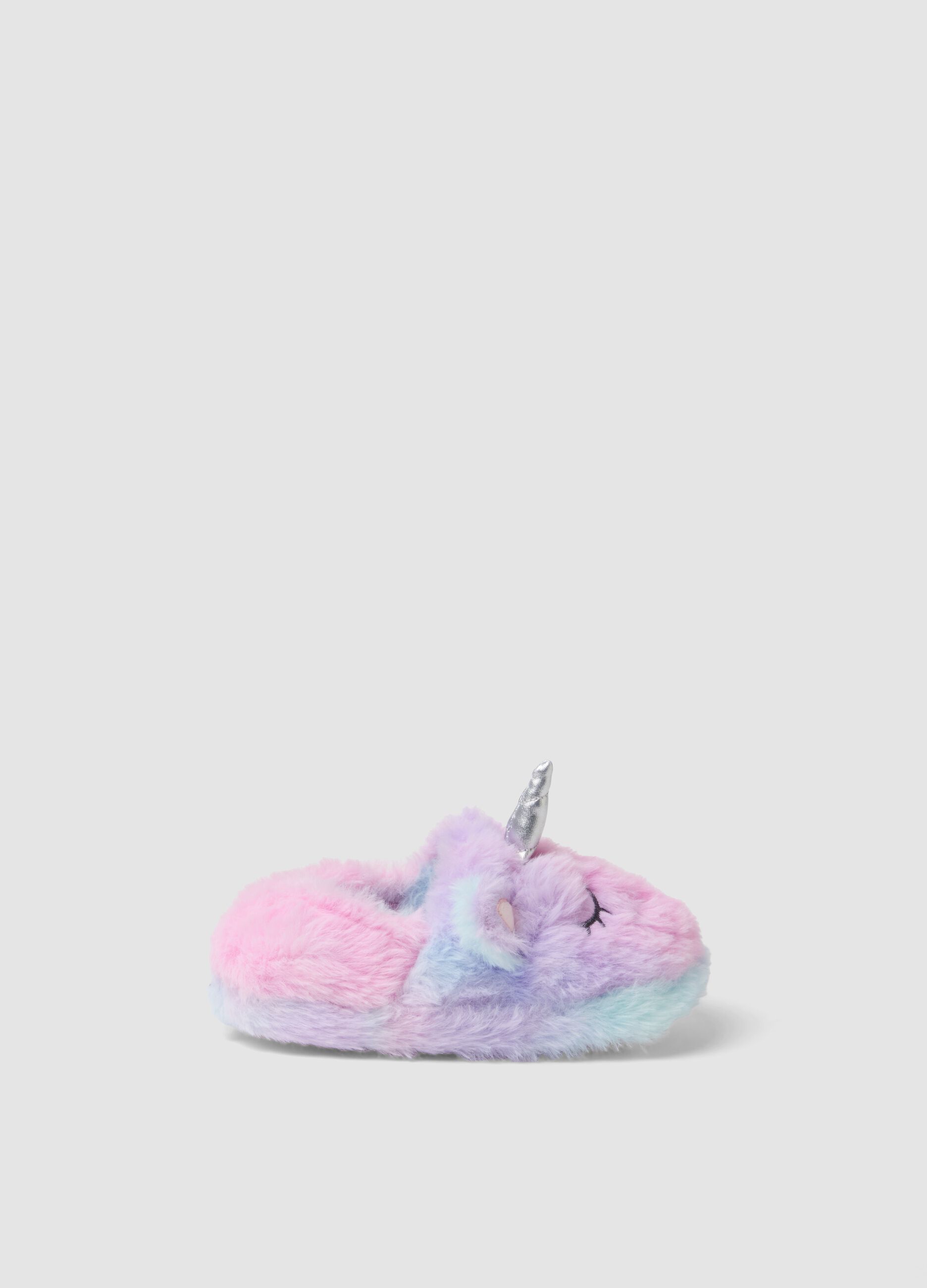 Mehrfarbige Einhorn-Hausschuhe f&uuml;r M&auml;dchen