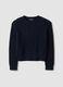 Blue pure cotton cable-knit crew-neck jumper, regular fit_4