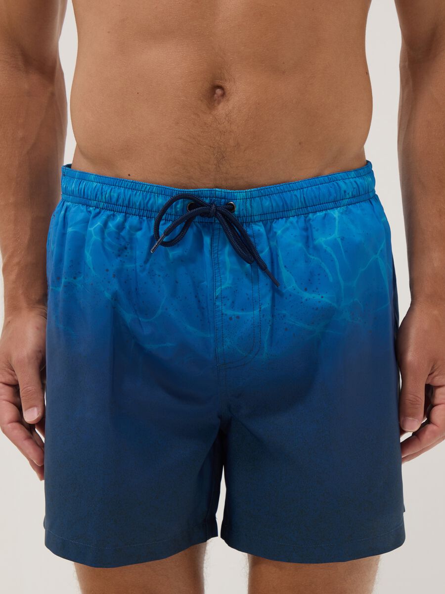 Blue ombr&eacute; swim shorts with elasticated waist_1