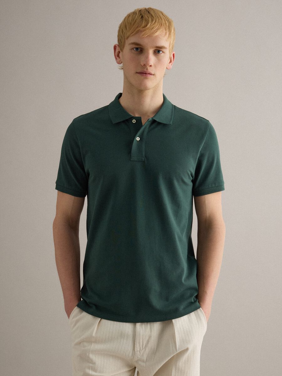 Short sleeve green pure cotton polo regular fit_1