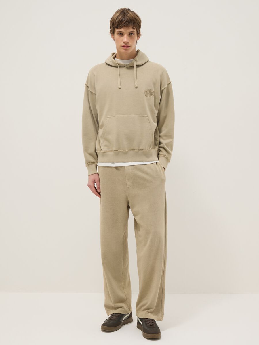 Oversized fit beige cotton blend hoodie_2