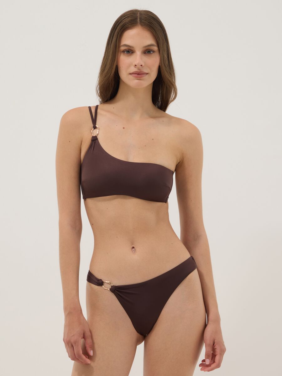 Braunes elastisches Bikini-Top mit Tr&auml;gern_1