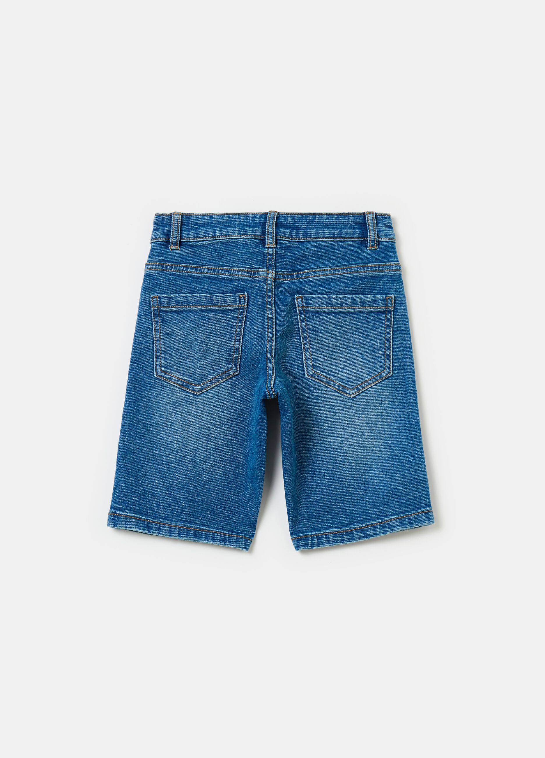 Denim Bermuda shorts with embroidery