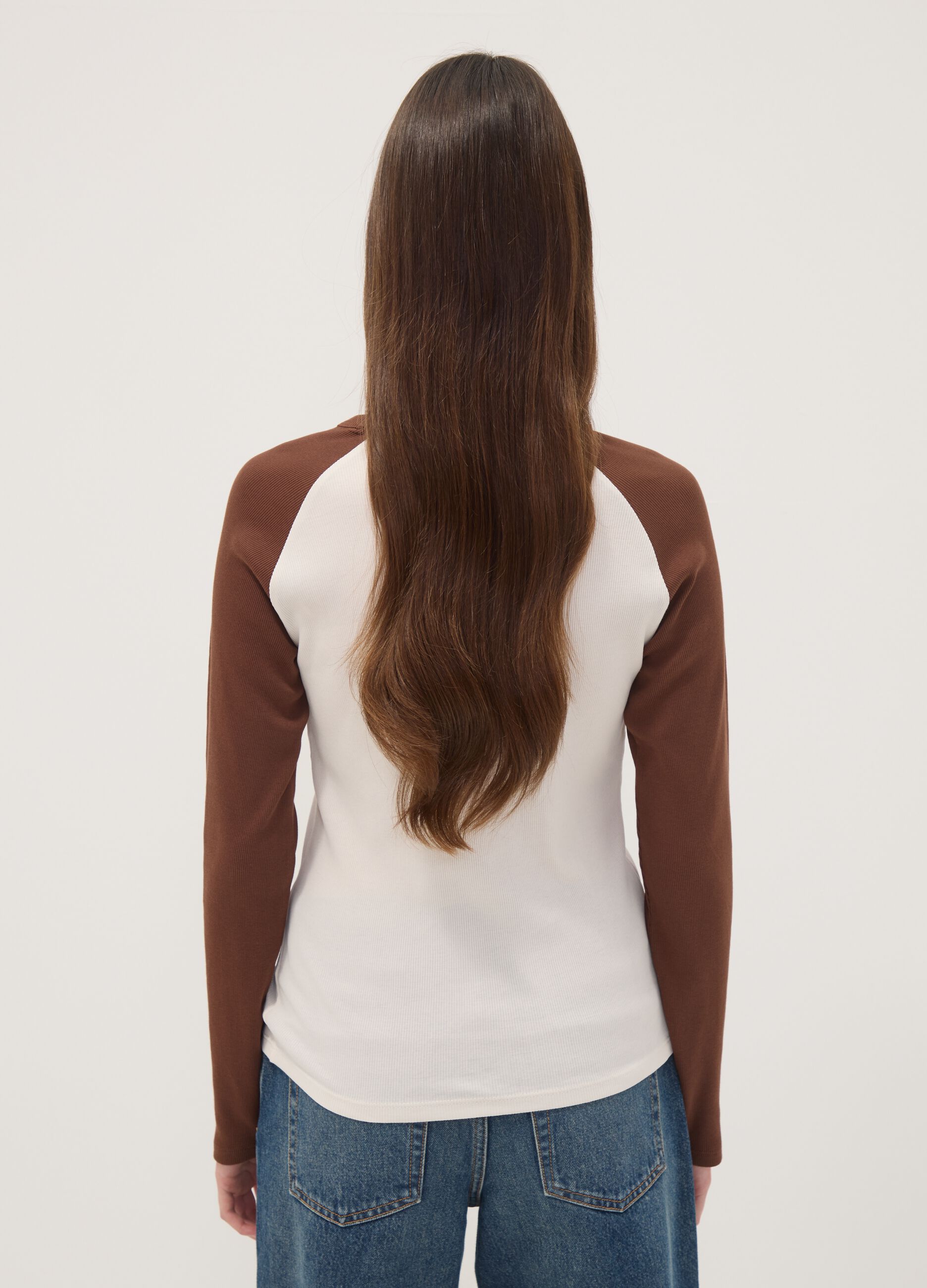 White pure cotton long-sleeved T-shirt