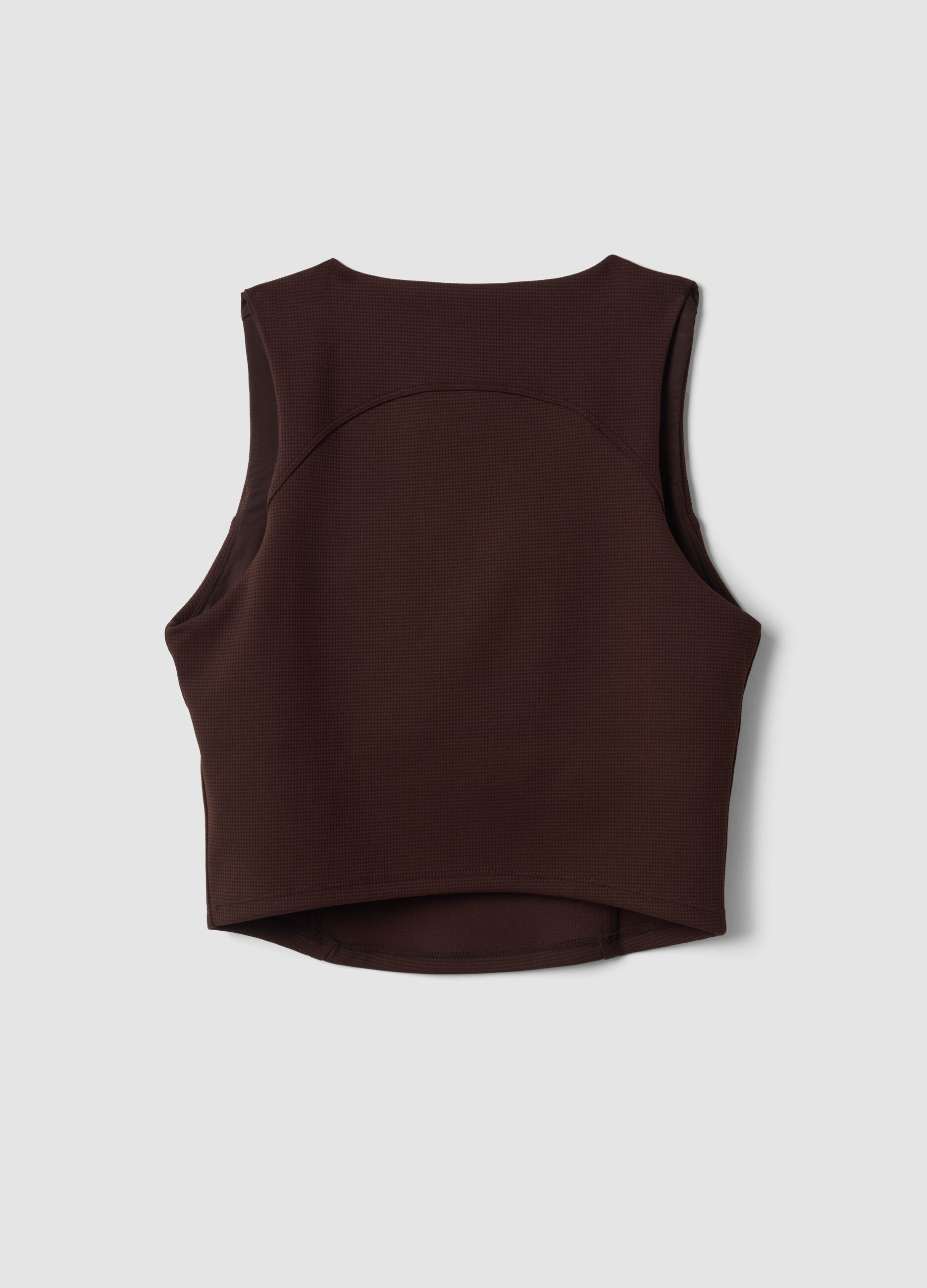 Brown crop top in stretch fabric