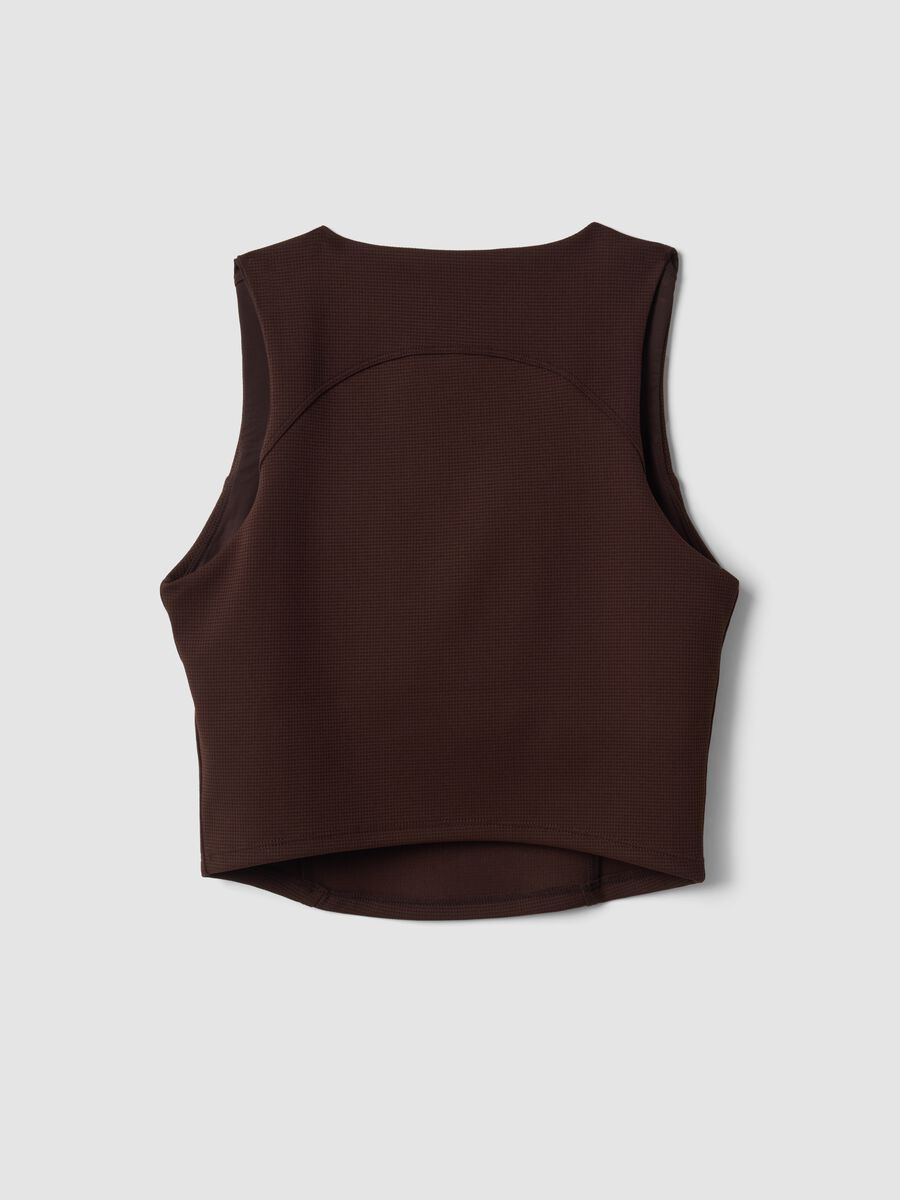 Brown crop top in stretch fabric_6