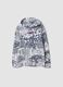 Sweatshirt branca com capuz em mistura de algod&atilde;o com estampado graffiti all over para rapaz_3