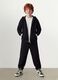 Sweatshirt preta com capuz em fleece de algod&atilde;o org&acirc;nico, relaxed fit, com fecho_1