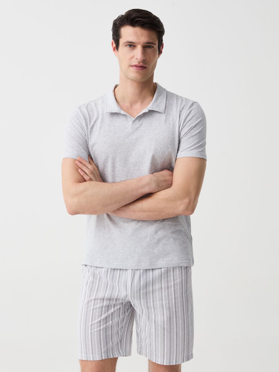 Short pyjama top with polo neck_0