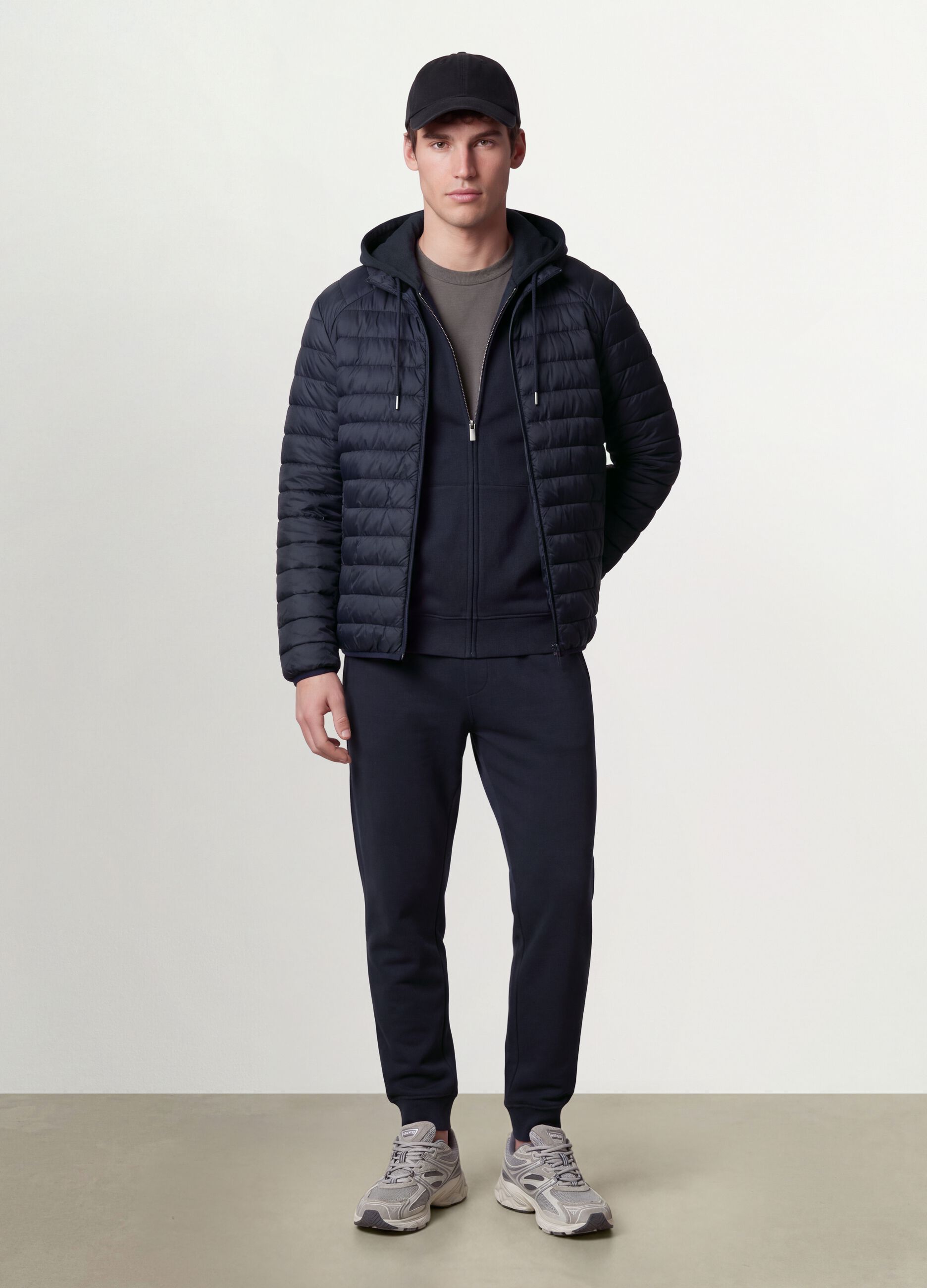 Blue Ultralight padded jacket, regular fit with zip