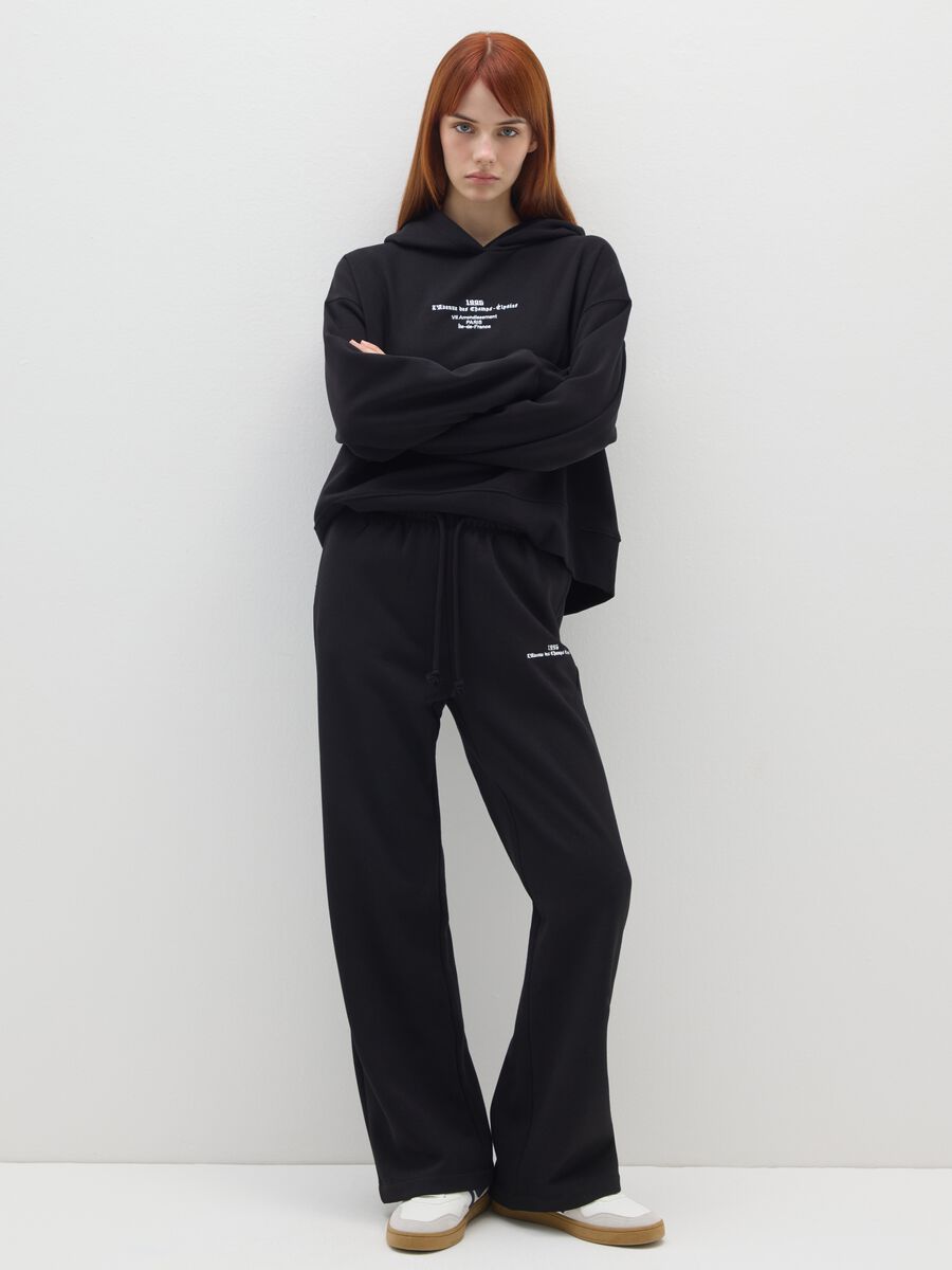 Black cotton blend trousers with regular fit_0