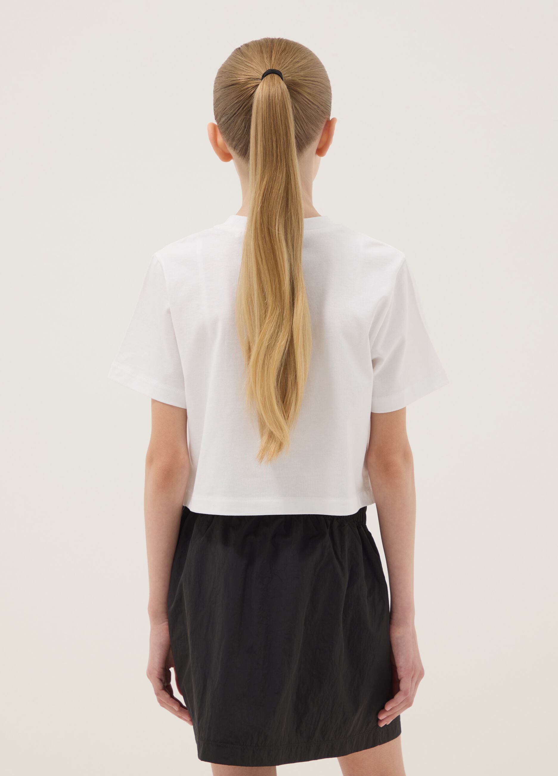 White organic cotton printed T-shirt