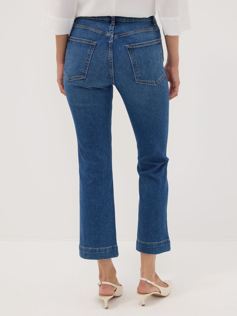 Blue cropped slim-fit denim jeans in stretch cotton and viscose_2