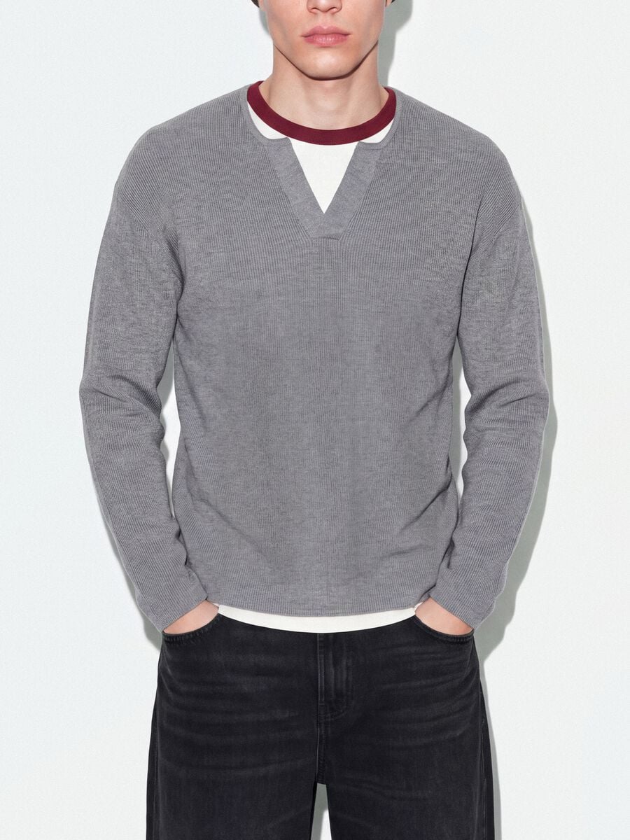 Grey cotton-blend regular-fit Henley top_2