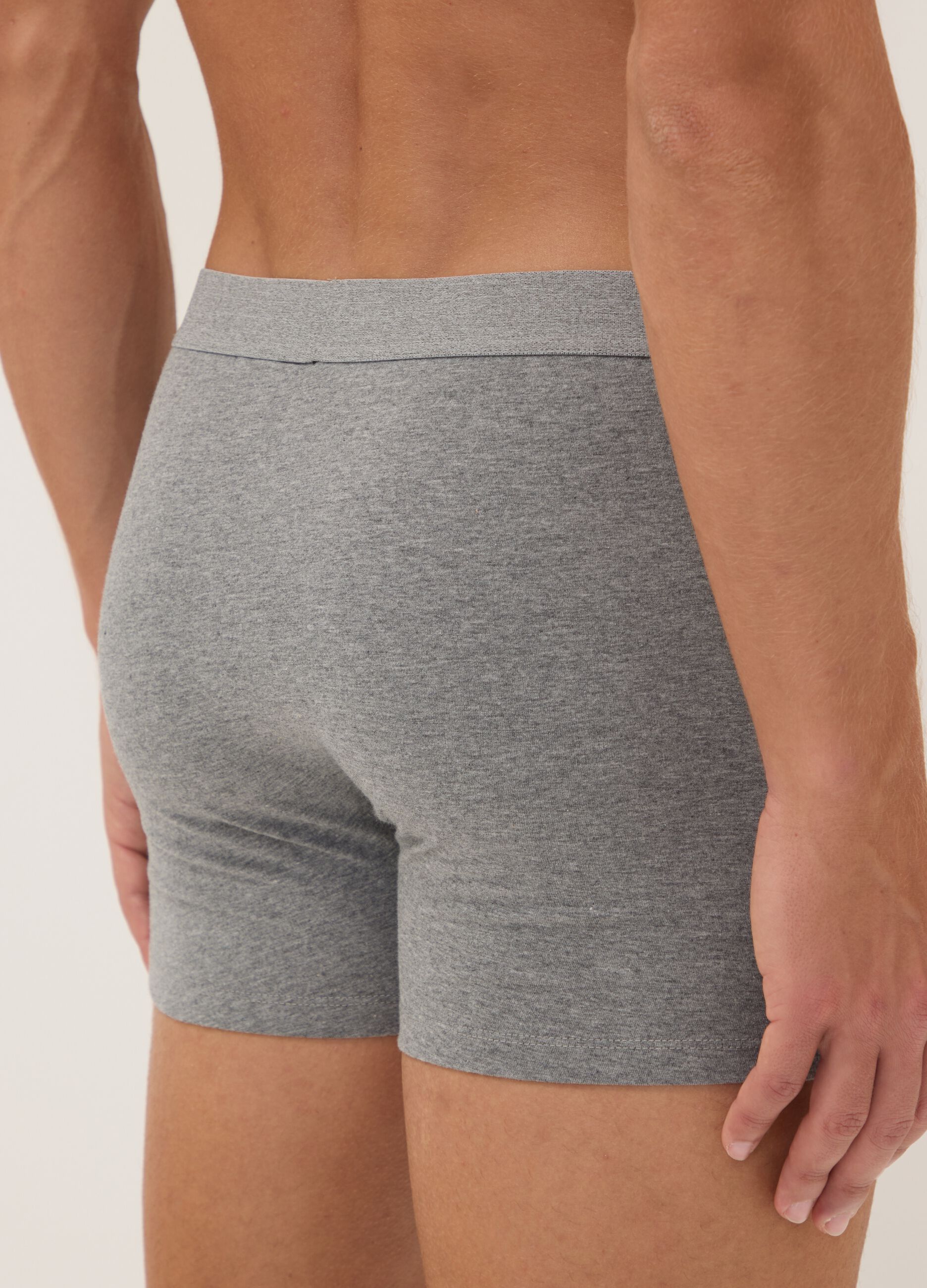 Pack de 3 boxers midi cinzentos em algod&atilde;o org&acirc;nico