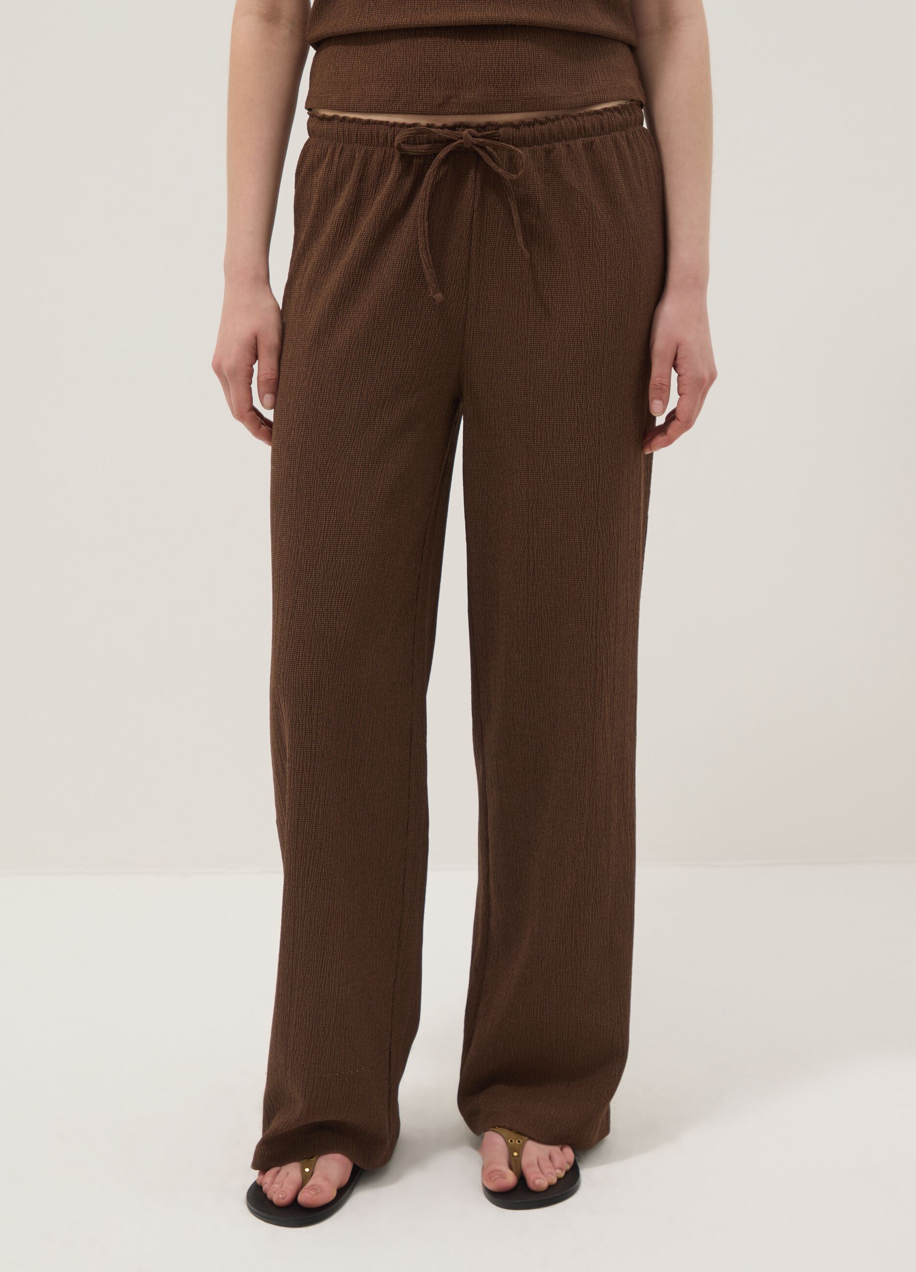 Brown stretch palazzo trousers