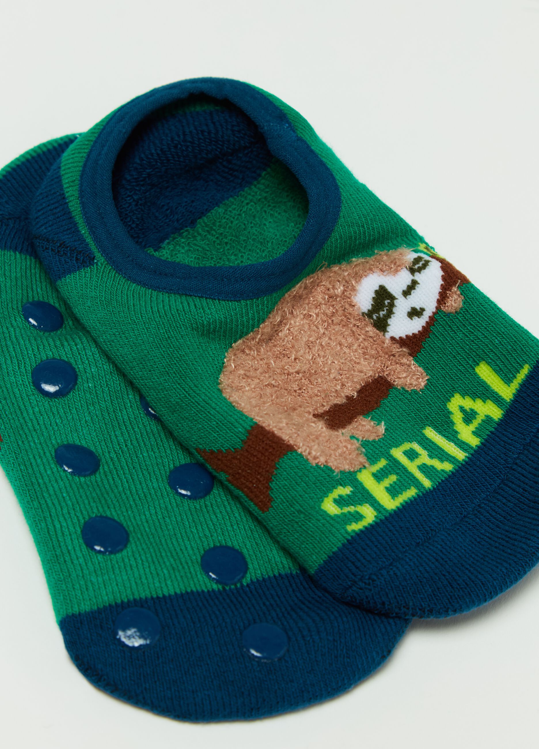 Slipper socks with sloth design