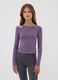 Purple stretch organic cotton cut-out T-shirt for girls_1