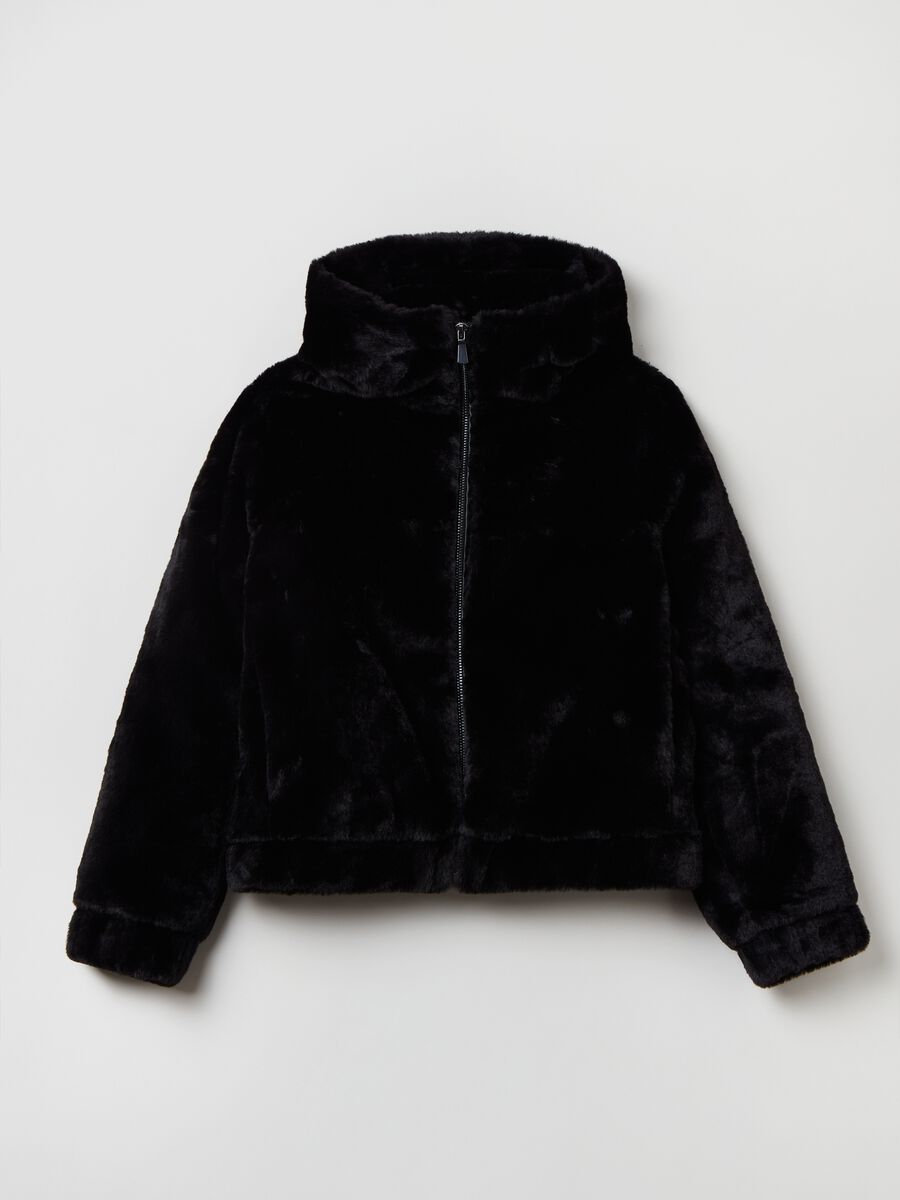 Full-zip jacket in faux fur_0