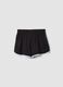 Shorts neri in puro cotone da ragazza slim fit con profili bianchi_1