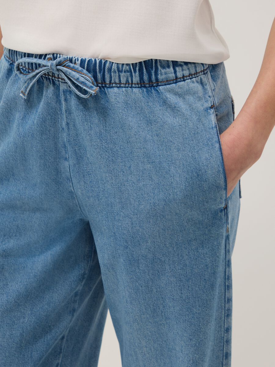 Azure Denim Pure Cotton Jogger Trousers Regular Fit_3