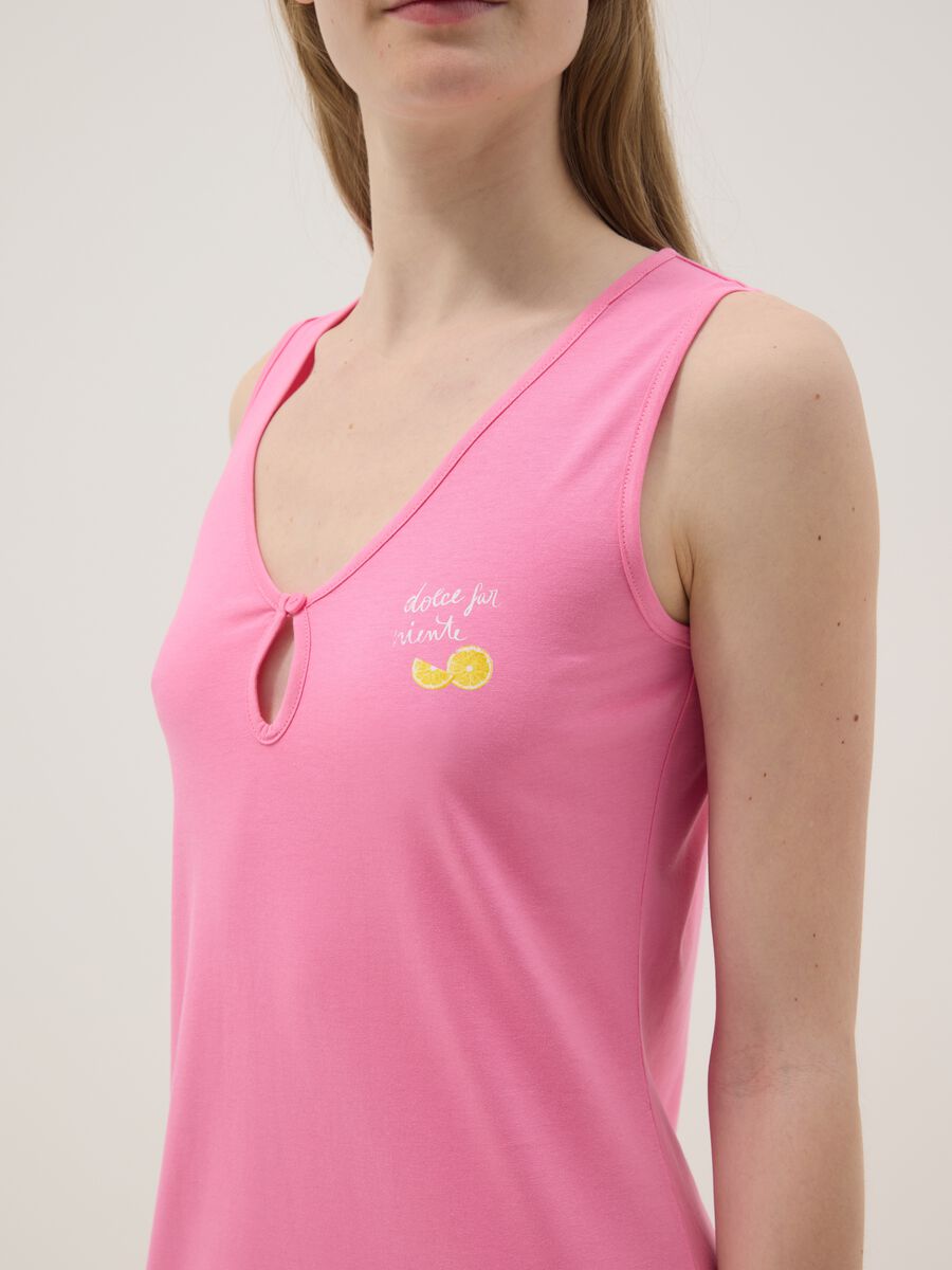 Pink pure cotton nightdress with V-neck_3