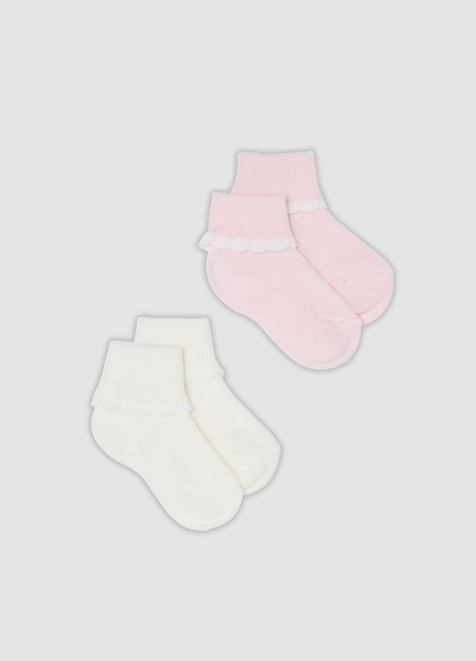 Bipack di calze corte multicolor in misto cotone per neonata