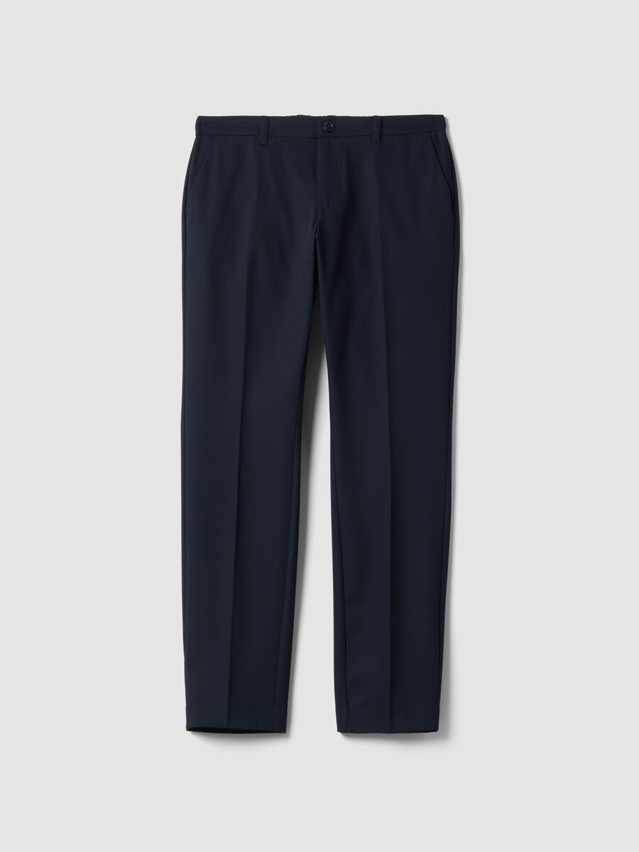 Navy slim-fit stretch viscose twill chino trousers_4