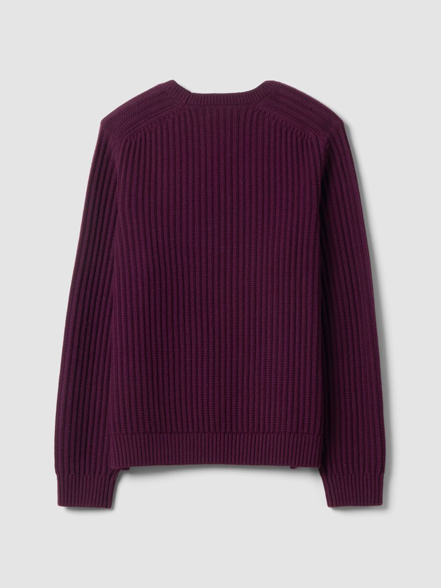 Violetter Rippstrick-Pullover aus Baumwollmix mit Rundhalsausschnitt, Regular Fit_6