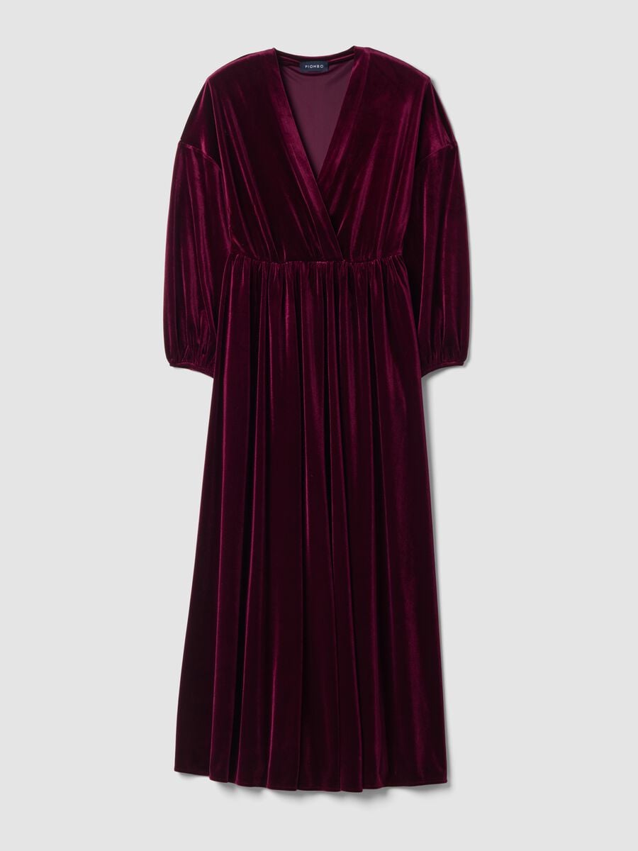 Abito rosso bordeaux in tessuto elasticizzato con zip_0