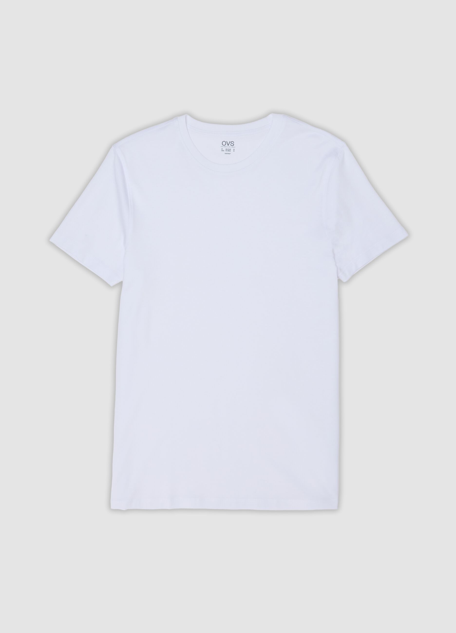 White Supima cotton crew-neck T-shirt, regular fit