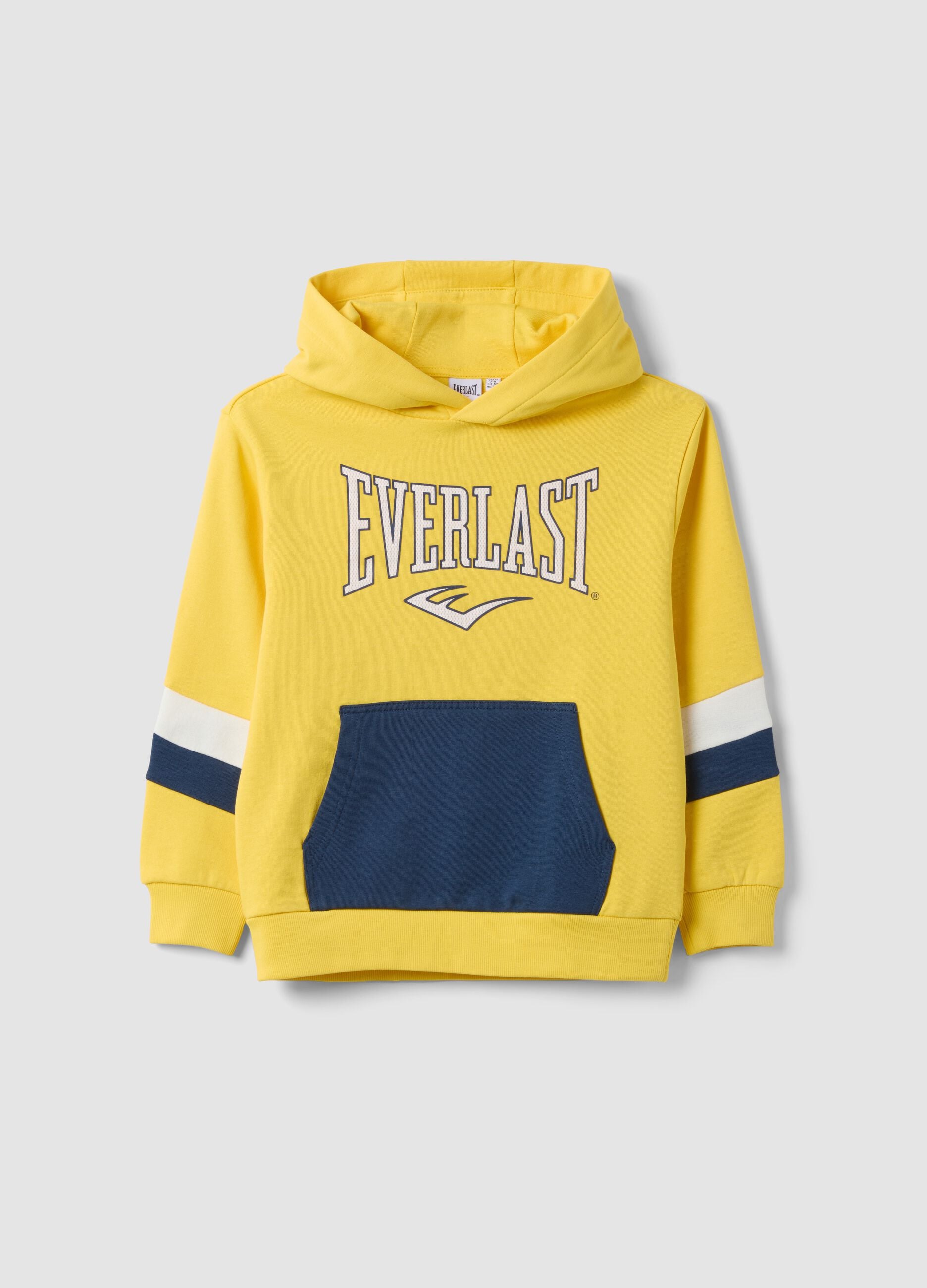 Gelber Regular-Fit Hoodie aus reiner Baumwolle mit Logo f&uuml;r Jungen