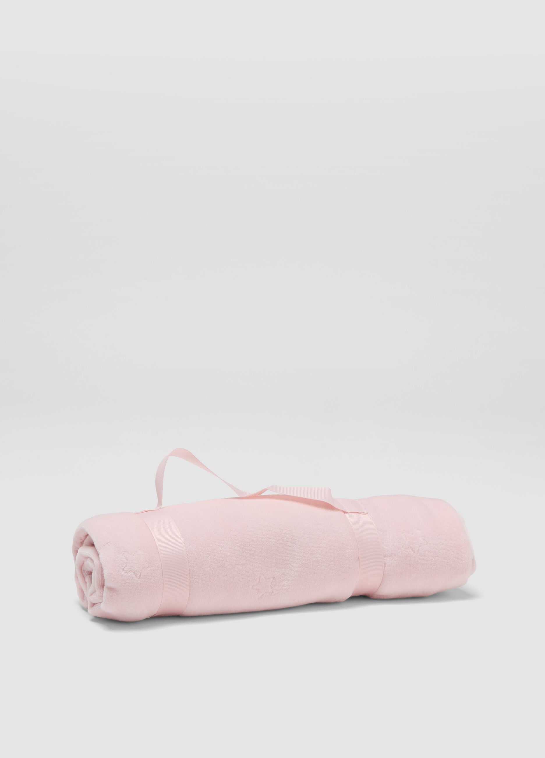 Pink printed organic cotton-blend blanket for baby girl