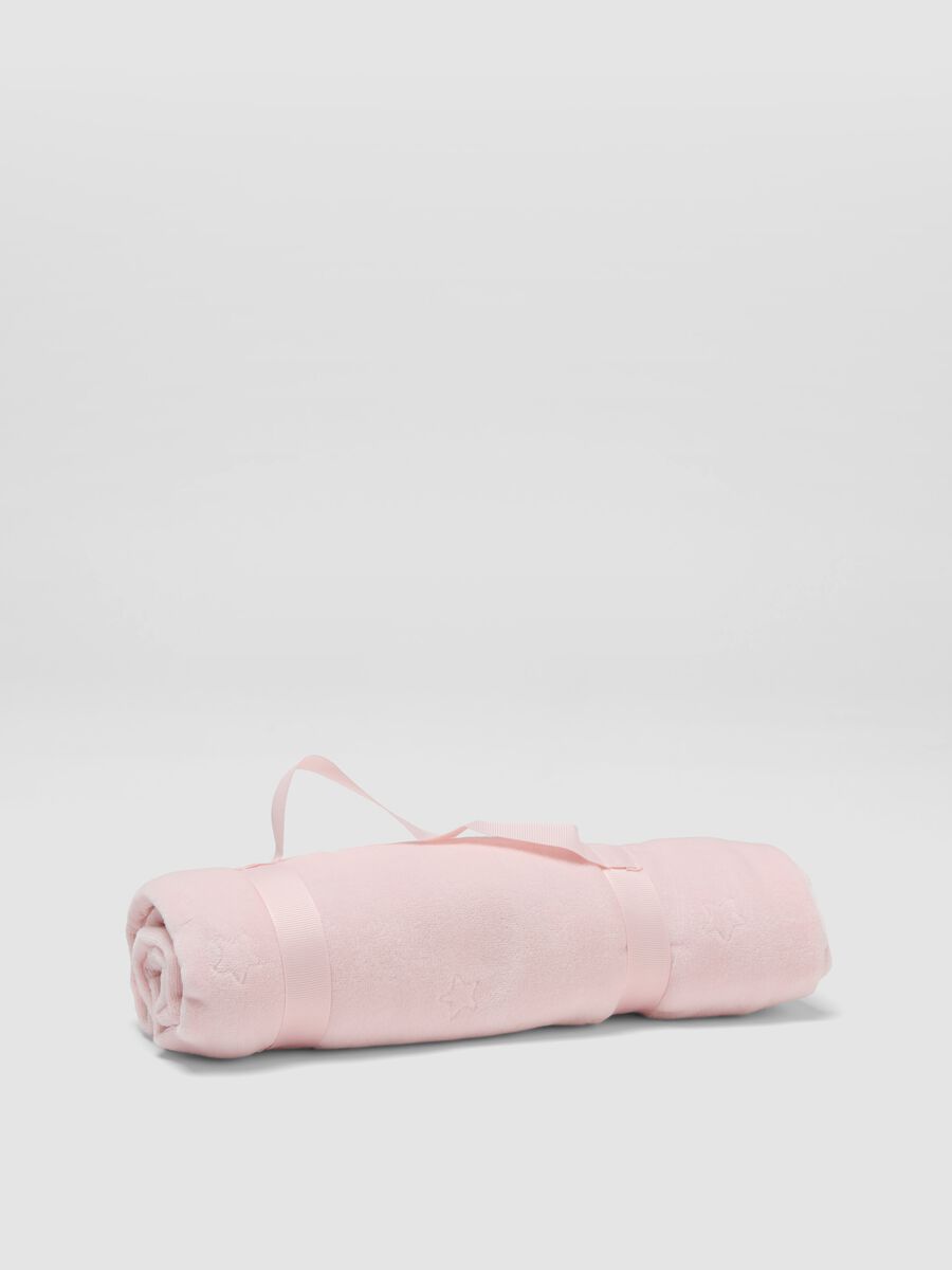 Pink printed organic cotton-blend blanket for baby girl_0