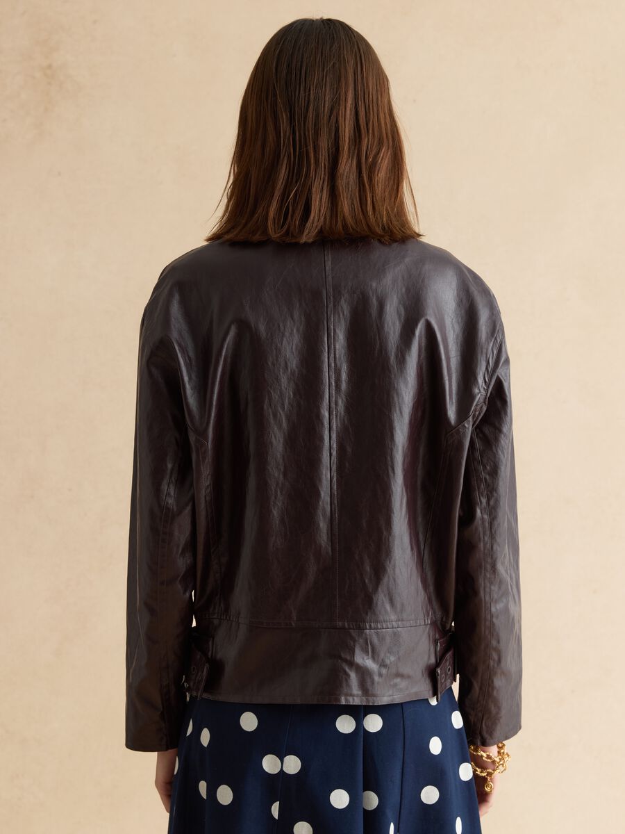 Casaco oversize castanho brilhante em mistura de viscose_3