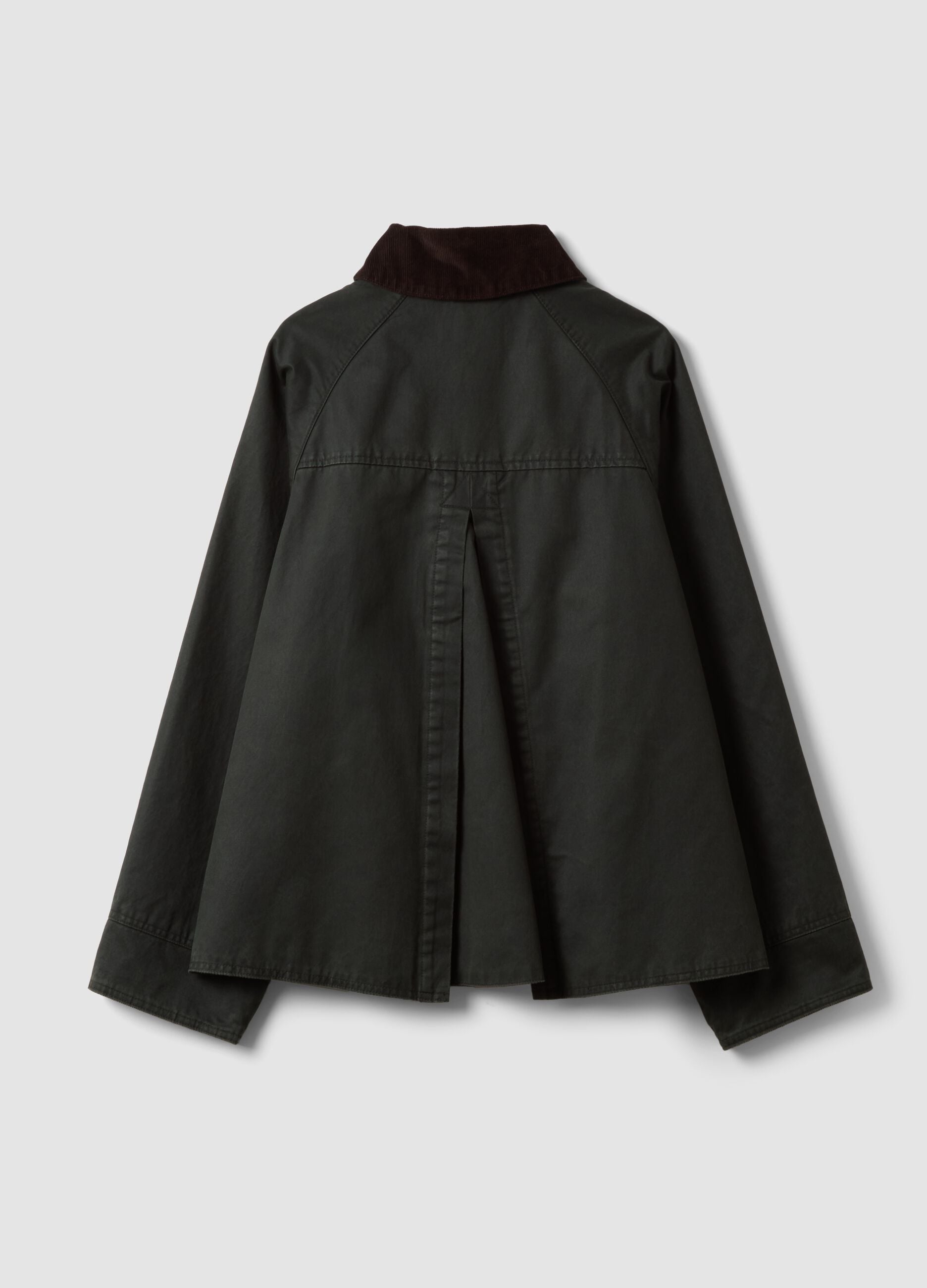 Green cotton-blend parka with velvet collar