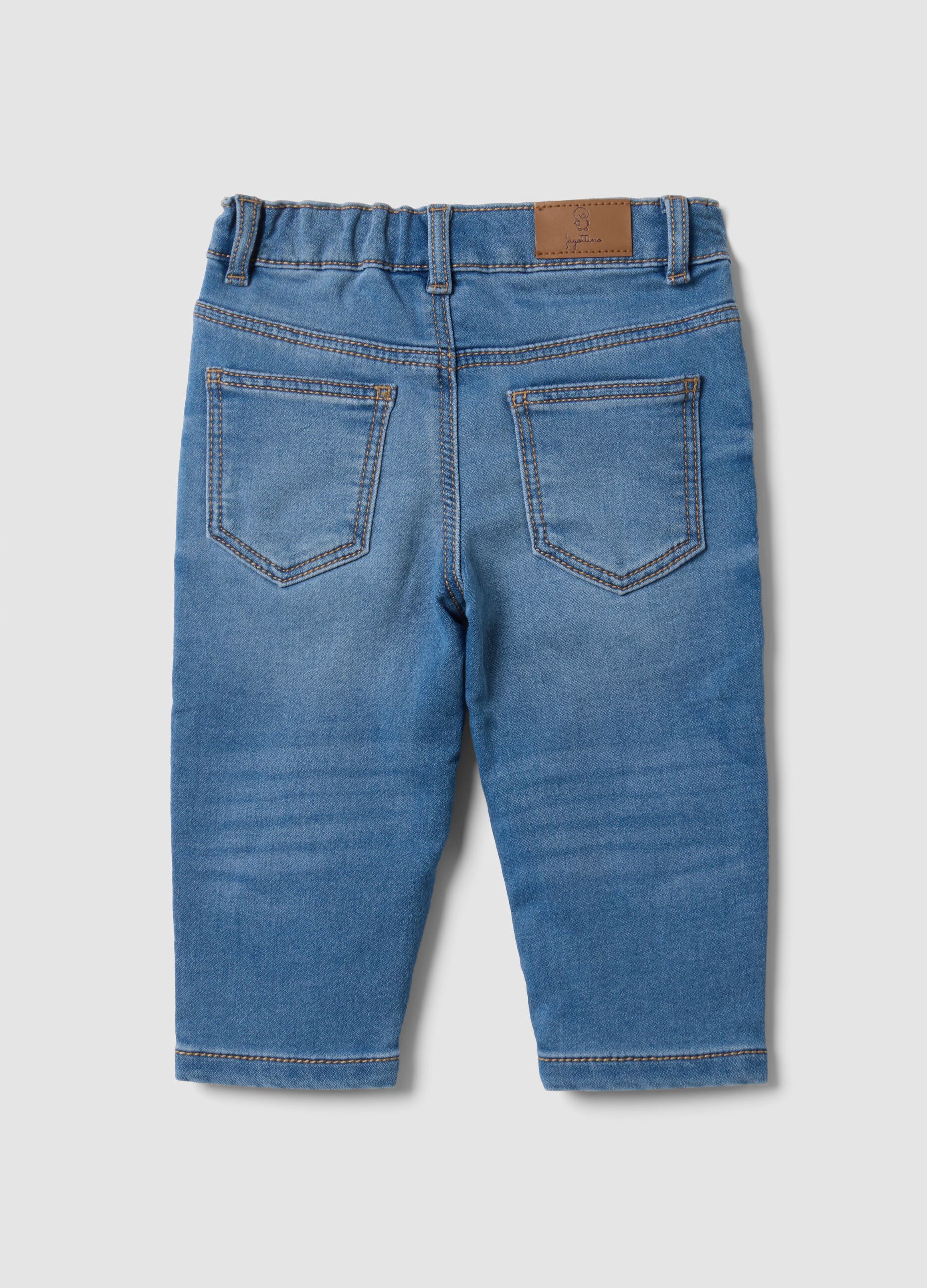 Jeans denim blu chiaro in cotone elasticizzato regular fit per bimbo