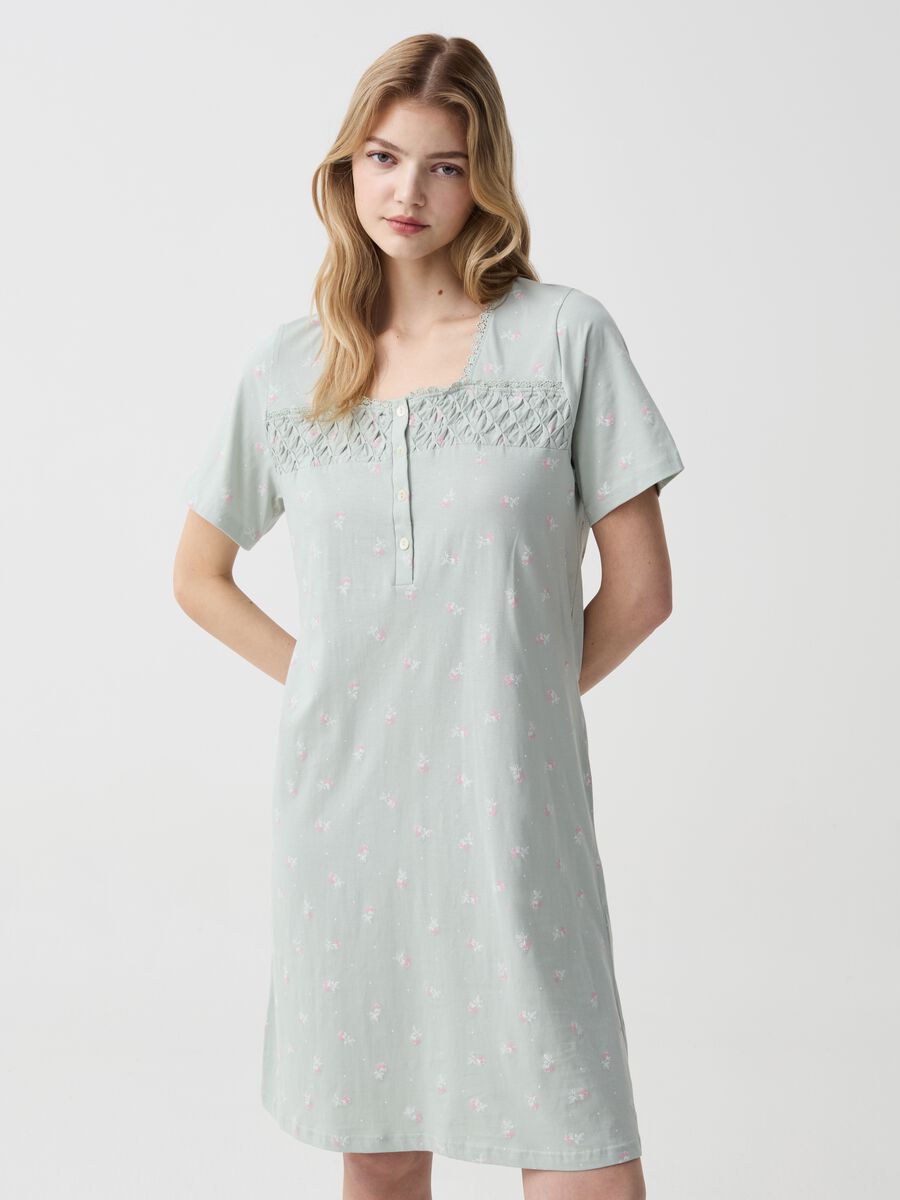 Organic cotton nightdress with pattern_0