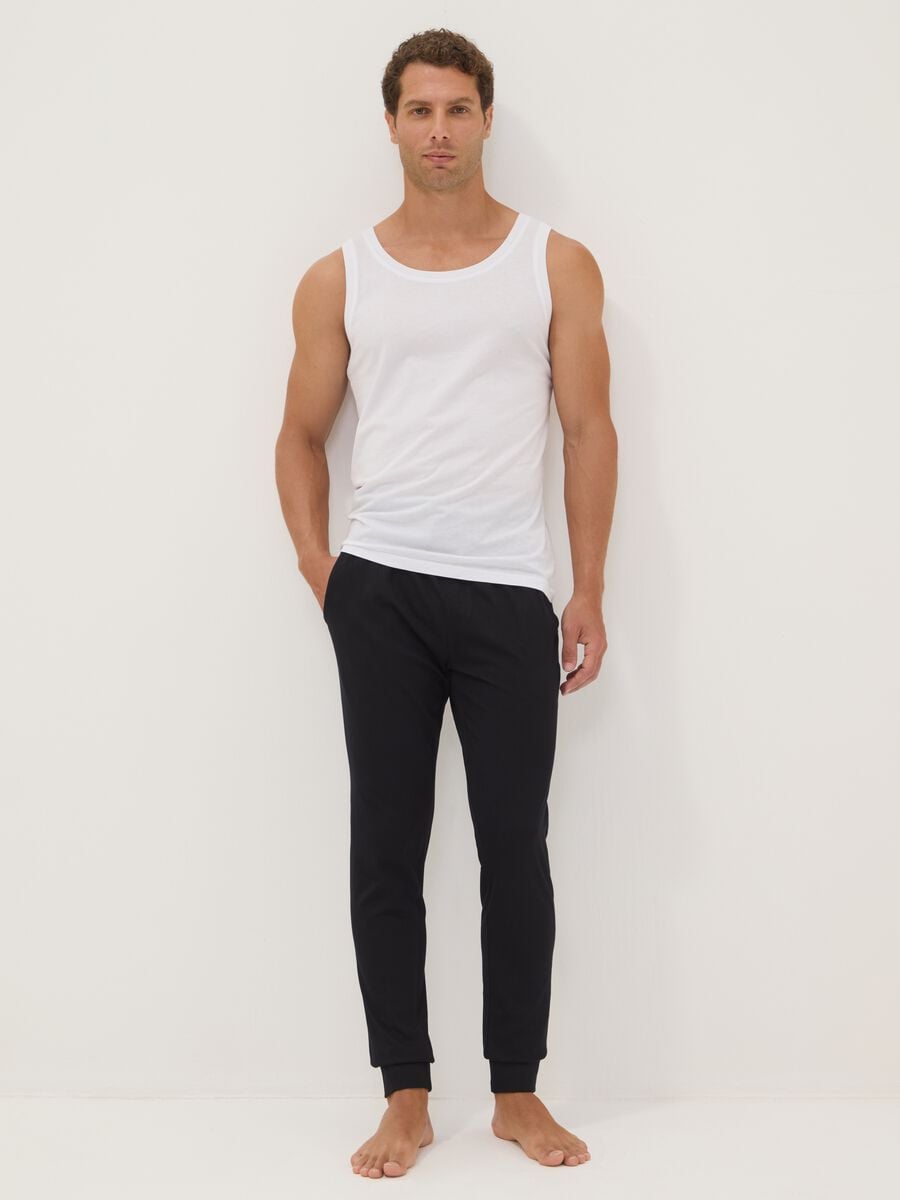 Blaue Pyjamahose aus Bio-Baumwolle mit elastischem Bund_0