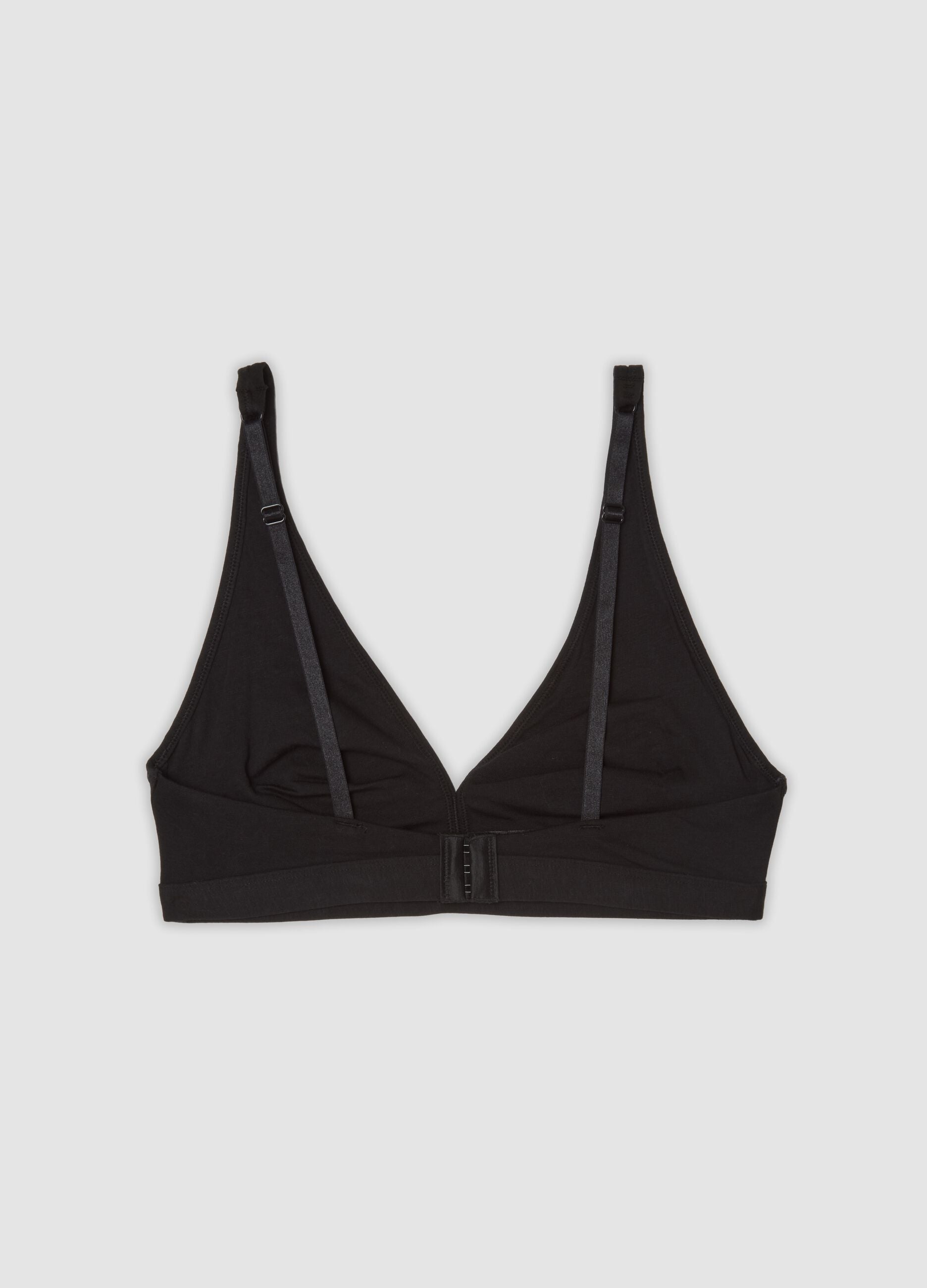 Reggiseno nero in cotone organico elasticizzato a triangolo