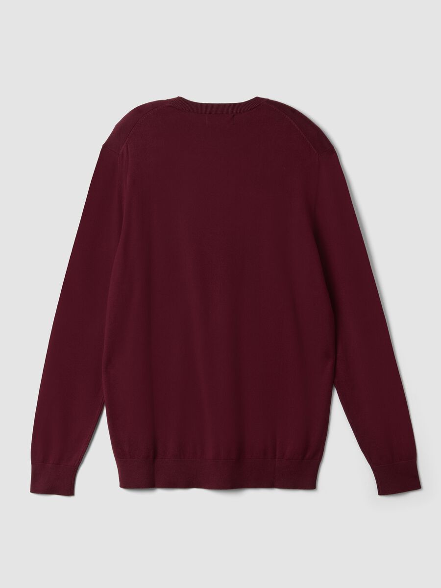 Burgundy viscose-blend crew-neck jumper, regular fit_6