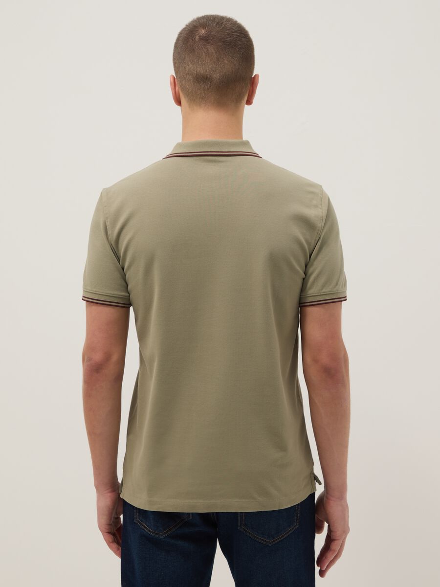 Green stretch cotton polo shirt, regular fit_3