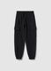 Boys' Regular Fit Black Cotton Blend Cargo Jogger Trousers_0
