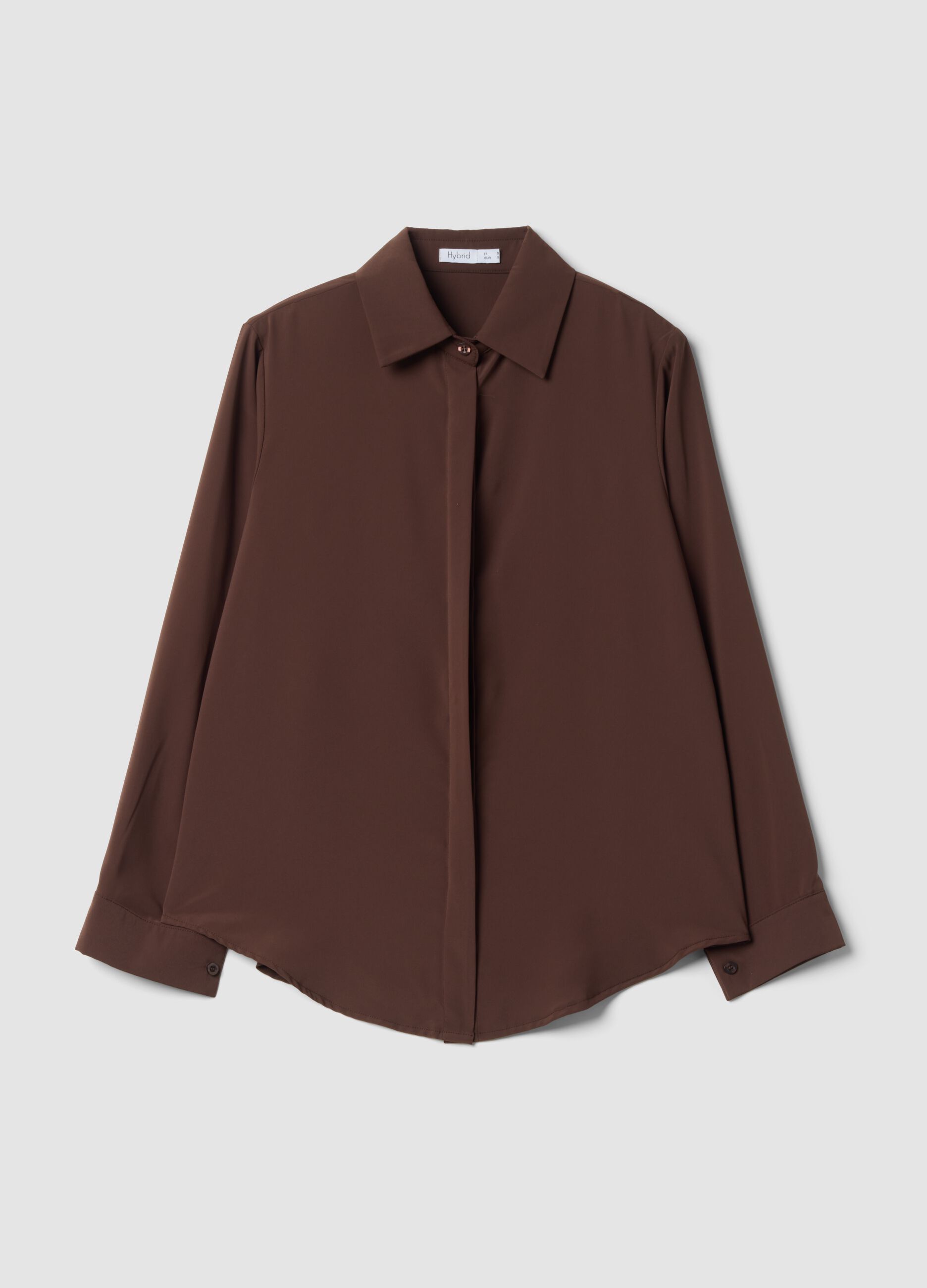 Brown regular-fit shirt with classic collar