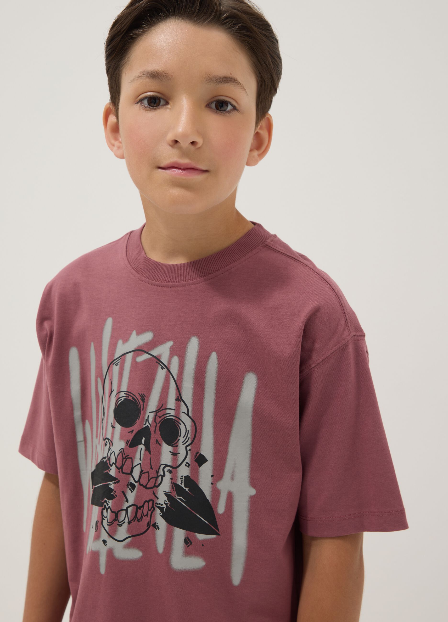 Purple short-sleeve pure cotton T-shirt