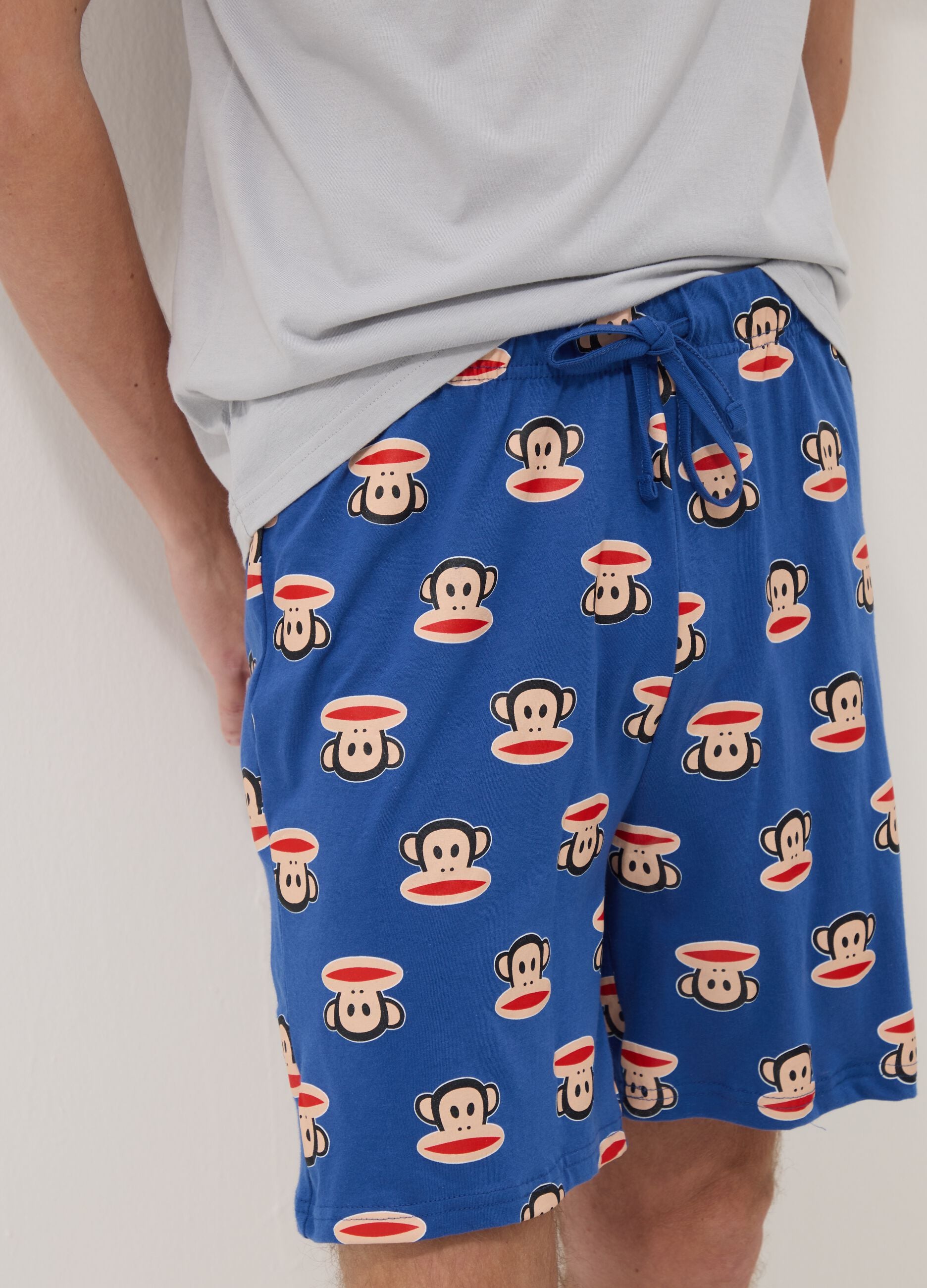 Men&rsquo;s multicolour short cotton pyjama set with Paul Frank print, regular fit