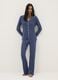 Regular fit blue viscose pyjamas with V-neck_0