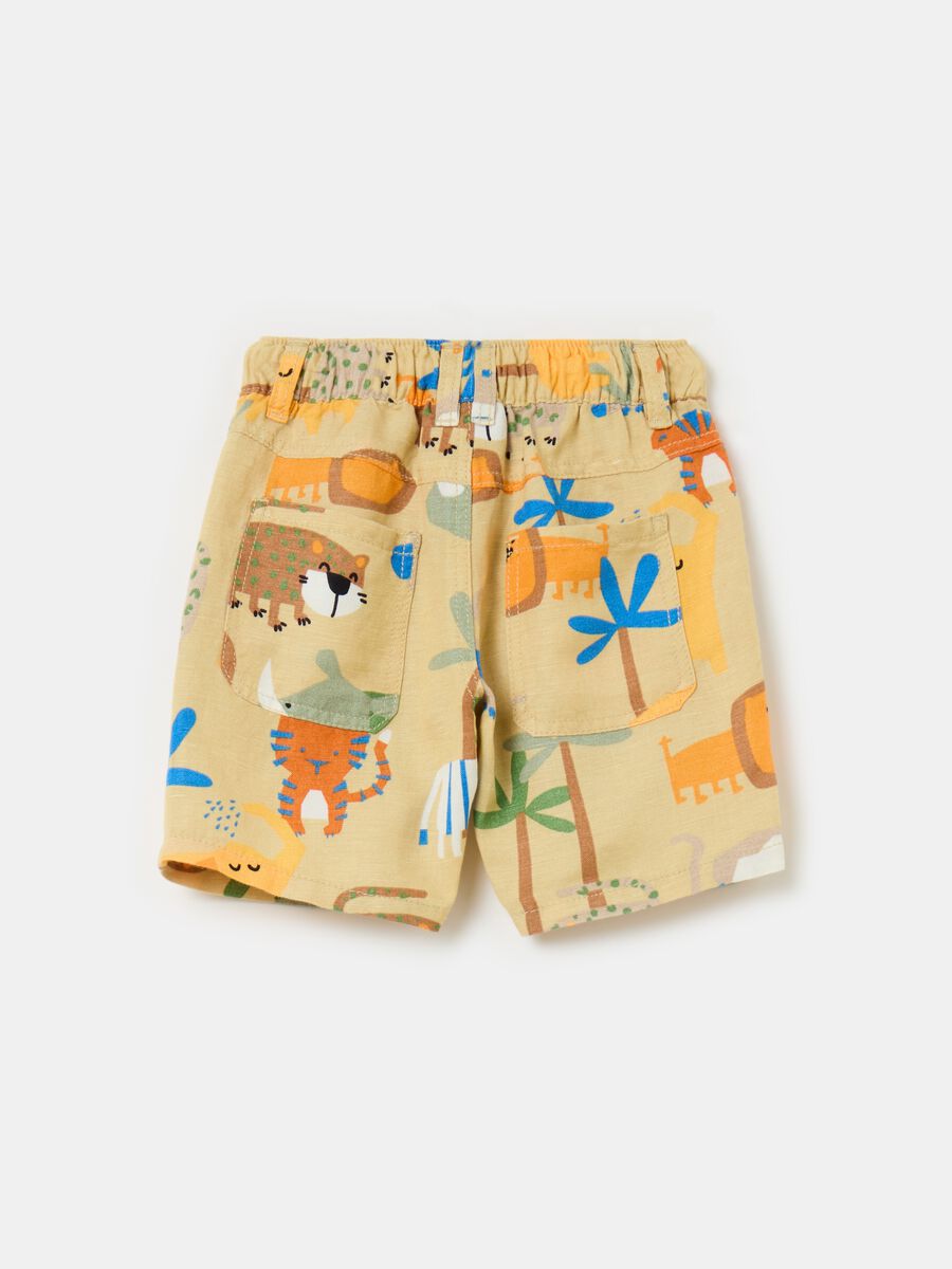 Viscose and linen Bermuda shorts with print_1