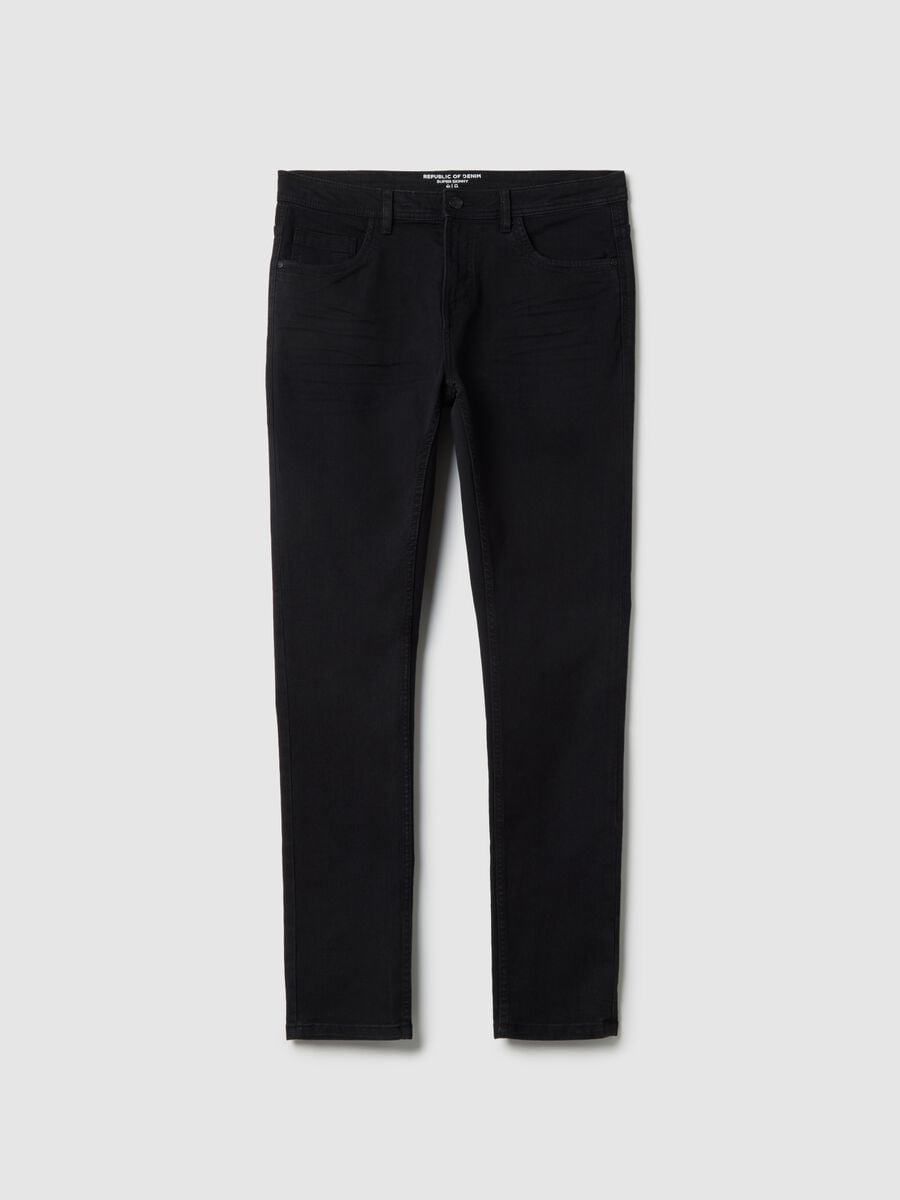 Black Super Skinny Cotton Blend Jeans_0